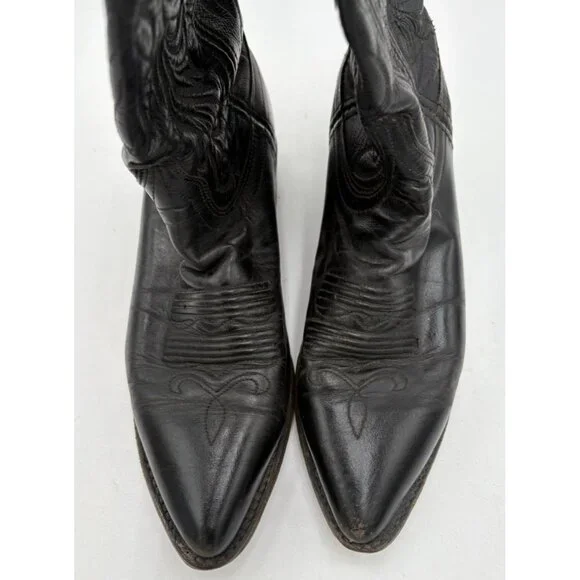 DAN POST Women's Cowboy Boots Black Snip On Pointed Toe Size 6M USA Great GUC - Picture 2 of 12